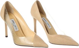 Jimmy Choo London Cass 95 Linen & Vinyl Pump (Authentic Pre-Loved)