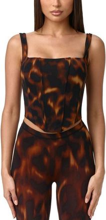 Naked Wardrobe Bare Body Tortoiseshell Print Corset Top at Nordstrom, Size X-Small