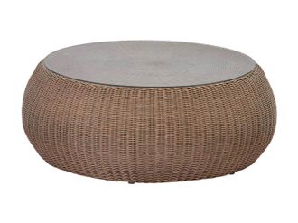 Vente-Unique Tavolino giardino in resina intrecciata marrone - WHITEHEAVEN