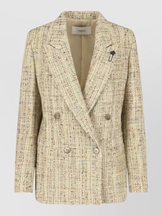 Lardini double breasted blazer textured fabric notch lapel