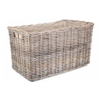 Red Hamper Rattan Under Bench Rattan Basket in Grey | Size: Large