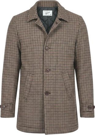 Bl'ker Cappotto Pied De Poule Holmes - Heren - Mantel - Bruin - 2XL - Wol - Jassen