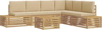 vidaXL 7 Uds. Conjunto De Sof&aacute;s De Exterior Poli&eacute;ster Y Beige Vidaxl
