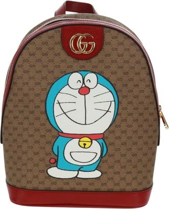 Gucci Doraemon Zip Backpack Printed Mini Gg Coated Canvas Beige Canvas Backpack Bag (Pre-Owned)