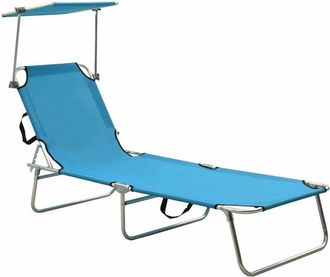 vidaXL Vidaxl - Tumbona plegable con toldo de acero azul turquesa