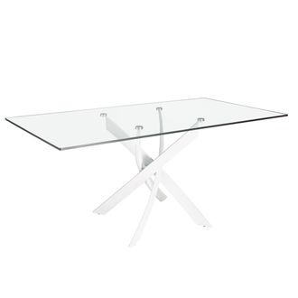 Angel Cerd&aacute; Mesa comedor rectangular cristal templado y acero blanco