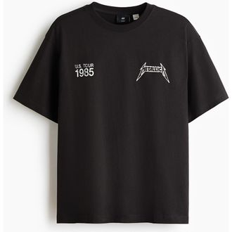 H&M Loose fit t-shirt in Black/metallica at Nordstrom, Size X-Large