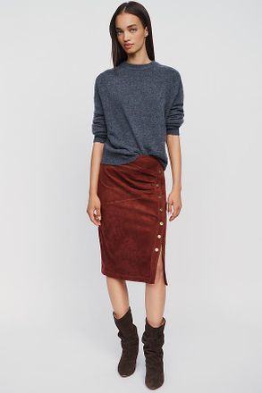 Pilcro Faux Suede Side Button Midi Skirt