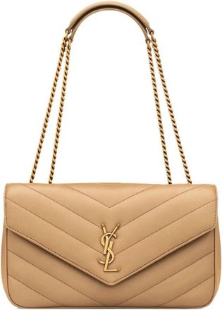 Saint Laurent Loulou Medium Schoudertas - Dames - Schoudertassen - Bruin - ONE Size - Leer - Tassen