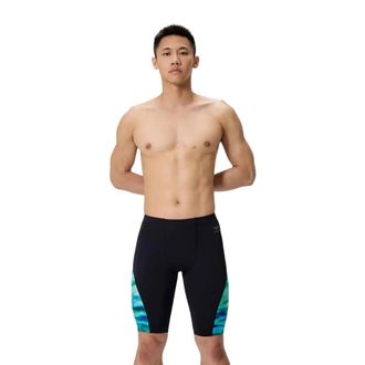 Speedo Heren Gesplicete Gedrukte Endurance+ Jammer Shorts (Turkoois/Zwart)