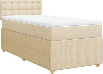 vidaXL Cama Box Spring Con Colch&oacute;n Tela Color Crema 100x200 Cm Vidaxl