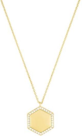 Adornia Pavé Hexagon Pendant Necklace in Gold at Nordstrom Rack