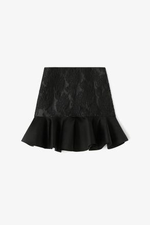 Ganni Satin Cloque Mini Skirt - Size 10/12 Black