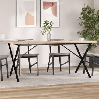 Berkfield Home Dining Table X-Frame 180x90x75.5 cm Solid Wood Pine & Steel in Brown