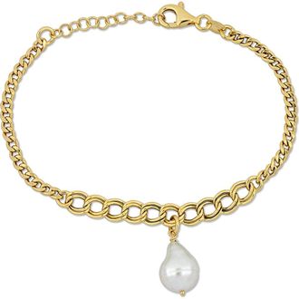 Delmar 9.5-10mm Cultured Freshwater Pearl Chain Bracelet in White at Nordstrom Rack