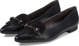 Paul Green Womens Paul Green Selena Flat Black Leather Slip On Pointed Toe Shoes HTAT201