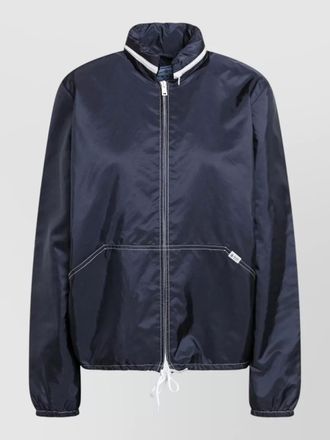 Prada jacket high collar drawstring hem side pockets