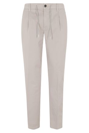 Eleventy Taupe Jogger Drawstring Cotton Straight-Leg Pants