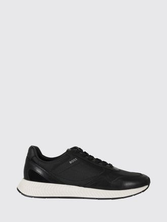 HUGO BOSS Titanium Trainers in Leather and Mesh with Printed Logo