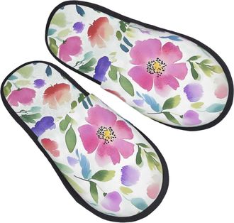 Generic Breathable House Slipper Flower Leaves Spring Daisy House Shoes Non-Slip Womens Slippers for Family Travel Hotels L