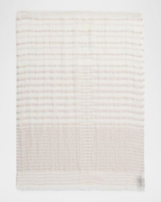 Giorgio Armani Striped Linen-Cotton Jacquard Stole, 80 x 28