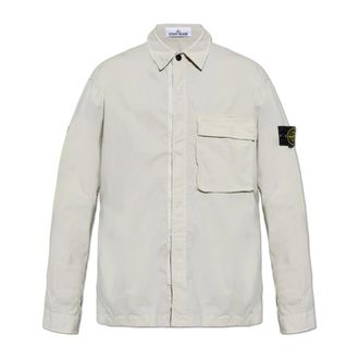 Stone Island Casual Shirts, male, Gray, Size: XL Shirt with pocket
