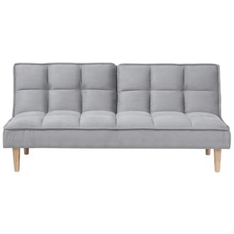 Beliani Sof&aacute; Cama Gris Claro 3 Plazas Respaldo Reclinable Acolchado Siljan