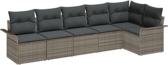 vidaXL Garden Sofa Set with Cushion 6 pcs Grey Poly rattan Vidaxl