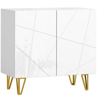 HOMCOM Aparador para sal&oacute;n 80x40x75 cm blanco brillante