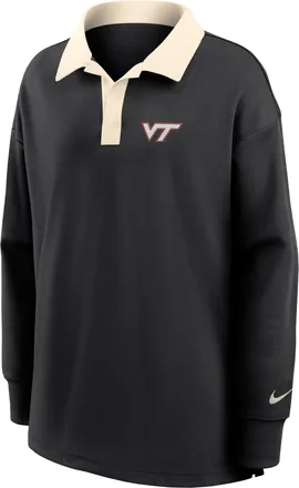 Nike Womens College (Virginia Tech) Long-Sleeve Polo in Black | ZW050EE871VATH-BNA