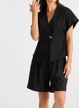 Brave & True Origami V-Neck Top In Black