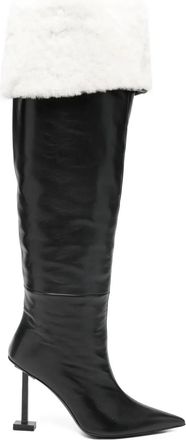 Iceberg 100m faux fur-detailed over-the-knee boots - women - Artificial Fur/Calf Leather/Calf Leather/Calf Leather - 37 - Black