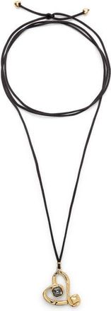 UNOde50 Long Pendant and Central Heart With Black Crystal in Gold at Nordstrom