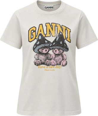 Ganni T-shirt - Dames - T-shirts - Wit - XS - Katoen - Tops