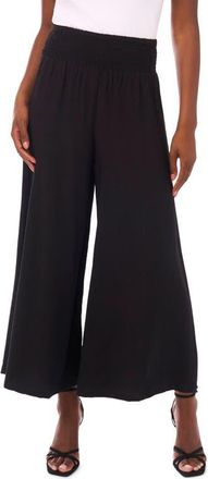 Vince Camuto Smocked Waist Wide Leg Pants in Rich Black at Nordstrom, Size Xx-Small