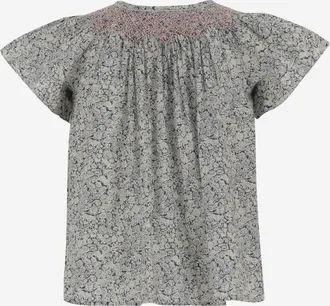 BONPOINT Girls Floral Print Cotton Top Blouses And Shirts