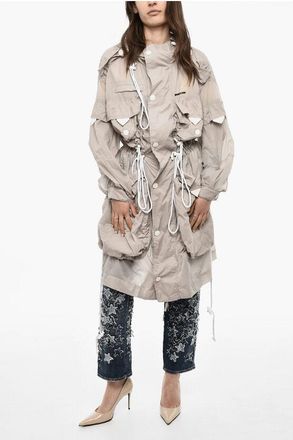 Dsquared2 Cappotto In Nylon a quadri Rip Stop Con Cappuccio taglia 38