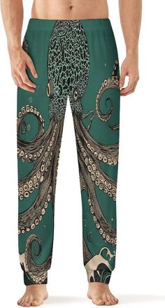 Generic Octopus Wave Mens Pajama Bottoms Fashion Lounge Sleep Pants Lightweight Elastic Pjs 2XL