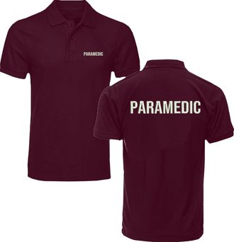 Generic Embroidered Paramedic Occupational Unisex Adult Polo T Shirt, Left Chest and Back Embroidered Workwear Polo T Shirt, Office Wear Polo T Shirt, 50% Pol