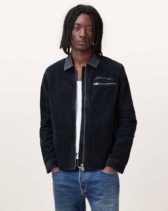 AllSaints Mens Cotton Rothwell Corduroy Workwear Jacket, Size: XXL