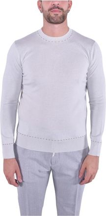 Eleventy Truien & Vesten, Heren, Wit, 2Xl, Wol, Gestikte wollen trui