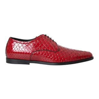 Dolce & Gabbana Rode Python Leren Derby Formele Schoenen - Heren - Veterschoenen - Rood - 39 EU - Leer - Schoenen