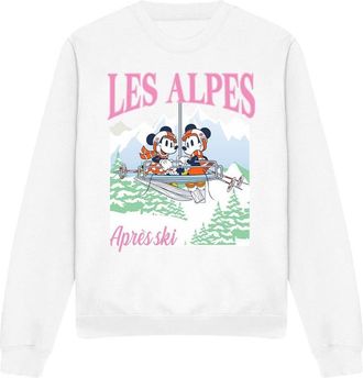 Disney Volwassen uniseks Les Alpes Mickey Mouse Sweatshirt (Wit)