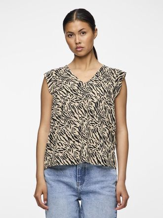 Pieces Mouwloze blouse met stippen