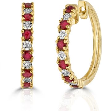 The Diamond Store Stellato Ruby 0.86ct And Diamond 9K Gold Earrings