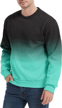 Generic Mens Plus Size Gradient Sweatshirts Long Sleeve Crewneck Baggy Cozy Pullover Top Warm Soft Comfy Sweatshirt (UK, Alpha, 5XL, Regular, Regular, 2)