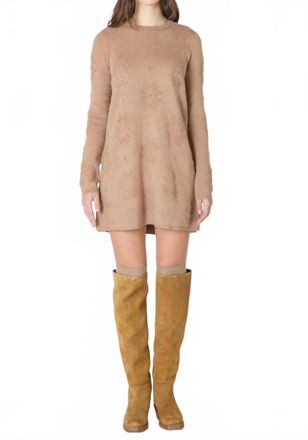 Dex Clothing Patterned Sweater Dress In Toffee