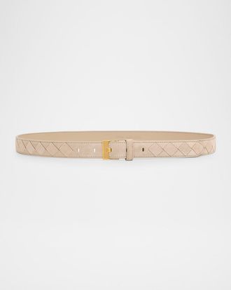Bottega Veneta Intrecciato Suede Belt