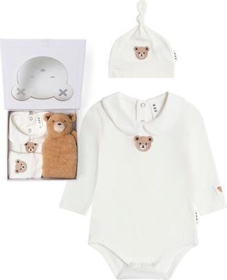 Huxbaby Babys First Gift Set - Romper, Hat, Comforter in Almond Milk at Nordstrom, Size 12-18M Au