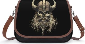 Generic Skull Vikings Crossbody Bag Womens Handbag PU Message Bags Shoulder Purse with Adjustable Strap